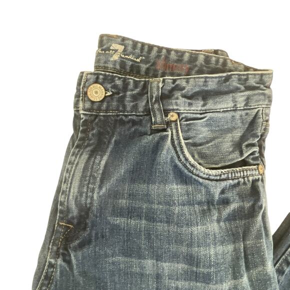 7 For All Mankind Slimmy Jeans Sz 16 Youth Boys Straight Leg Blue 5 Pocket - Picture 4 of 13